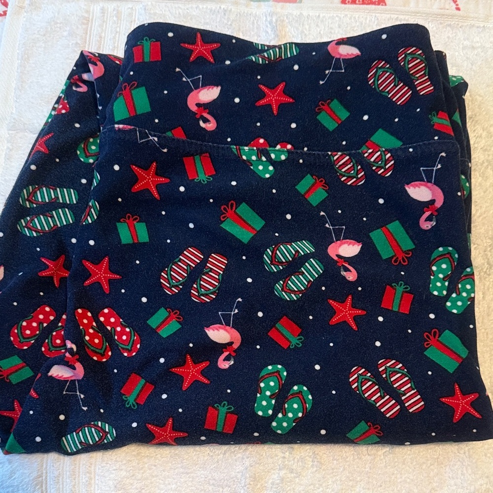 Festive Flamingo and Gift Print Pajama Pants